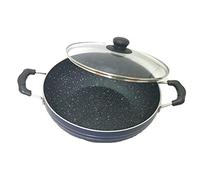 SRIYUG Induction Base Non-Stick Kadai with Glass Lid 240mm Deep Fry Pan Kadai Indian Kadhai for Roasting Pickling Deep Frying and Sauting (2.2 LTR)