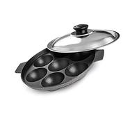 SRIYUG Non-Stick Appam Pan with Stainless Steel Lid Appachetty Appam Maker 7 Pits Appam Maker Appam Pan Patra Pancake Pan Stainless Steel