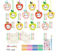 SRIZIAN 12 Pack Back to School Wind Chime Kit for Kids, Make Your Own Wind Chime Kit DIY Coloring Wooden Craft for Students First Day of School Party Decoration