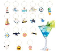 SRIZIAN 20pack Sea Wine Glass Charms,Identification Ocean Drink Markers Wine Charms for Stem Glasses Cups Ornaments for Tasting Summer Cruise Party Holiday Decoration