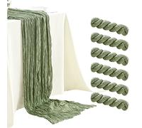 SRIZIAN 6 Pack Sage Green Cheesecloth Table Runners 10ft Wide Gauze Boho Table Runners for Bridal Shower Wedding Birthday Party Table Decorations
