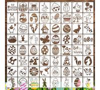 SRIZIAN 64 Pcs Easter Stencils, Reusable Plastic Drawing Stencil, Easter Stencil for Crafts Reusable Happy Easter Bunny Eggs Sheep Templates for Kids Easter Party Home Decor
