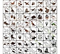 SRIZIAN 64pcs Dinosaur Stencils for Crafts Reusable,3” Natural Animals Stencils Set for Painting on Wood Wall Rock Dinosaur Eggs Decoration Scrapbooking DIY