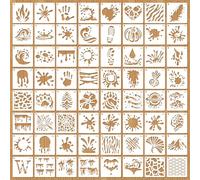 SRIZIAN 64pcs Graffiti Small Stencils for Painting, 3" Reusable Splash Stencils for Crafts on Wood Wall Home Decor Water Stains Art Template DIY Projects