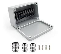 SRJQXH IP66 Aluminum Waterproof Junction Boxes, 1 in 2 Out, with Wire Terminals, Screws and PG13.5, PG9 Waterproof Connectors, DIY Manual Perforation, Electrical Junction Box for Cable Connection