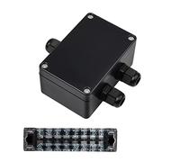 SRJQXH IP66 Waterproof Junction Boxes, 3 Way Cable Connector with Terminals Strip, Screw and PG9 Waterproof Vonnector for Indoor and Outdoor 4-8 mm Cables (Black)