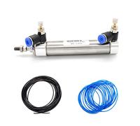SRJQXH Pneumatic Cylinder with 1/8" 4MM Throttle Valve and Two Different Colors of PU Pneumatic Hose, Air Cylinders PT 1/8 Connection Size, 50mm Stroke, 16mm Rod Diameter, Double Acting