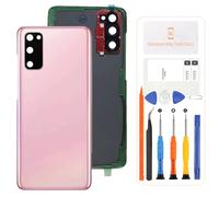 SRJTEK For Samsung Galaxy S20 /S20 5G SM-G980, SM-G981 Battery Back Cover Rear Glass Replacement Repair Kit Genuine Rear Housing With Camera Lens (Pink)