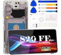 SRJTEK OLED For Samsung Galaxy S20 FE 5G LCD Screen For Samsung S20 FE 5G Screen Replacement SM-G781B Display Touch Digitizer Assembly Repair Kits With Frame(Cloud Lavender, With Fingerprint)