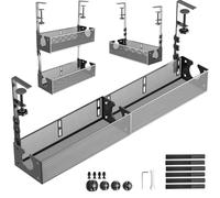 SRJZMLY Multi-Model Under Desk Cable Management Tray 2 Packs Metal Under Desk Wire Management Clamp Mount Under Table Cord Management No Damage The Desk (Black)
