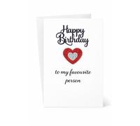SRK Store.Handmade Unique Birthday Card - Happy Birthday Greeting card to MY FAVOURITE PERSON.Romantic Heart Design.Ivory colour 350gsm thick and smooth card.21cmx15cm (A5 Size) with white envelope.