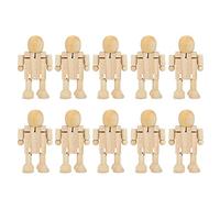 Srliya 10PCS Wooden Deformation Robot Funny Man Toy Figure for DIY Painting Arts Crafts, Flexible Joint Poseable Desk Ornament Suitable for Children Cherry Color 11x6.5x4cm