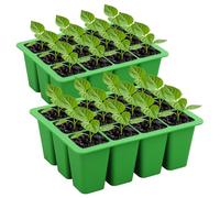 Srliya 12 Cell Seed Trays for Seedlings Reusable, Silicone Seedling Pots Plant Seed Starter Tray, Mini Greenhouse Germination Trays for Seeds Growing Starting (green)