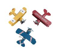 Srliya 3pcs Metal Airplane Decoration Retro Desk Ornament, Handcrafted Vintage Iron Model Office Home Decor, Perfect Airplane Collectible for Christmas Tree Hanging