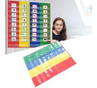 Srliya 4 Column Hanging Pocket Chart, Educational Word Classification Tool with Four Color Coded Columns, Nylon Classroom Chart for Hands-On Learning Activities