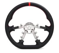 Srliya Carbon Fibre Steering Wheel Flat Bottom Steering Wheel D Cut Racing Style Replacement Red Ring Red Stitching for 1997-2004