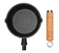 Srliya Cast Iron Skillet Drip Spouts Wooden Handle Stain Resistant Heat Efficient Cook Pan (13 * 4cm)