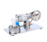 Srliya Compact T Type Stirling Engine Miniature Generator for Physics Teaching, Durable and Safe Quartz Glass Cylinder, Suitable for Kids Learning and Birthday Gifts, Multi-color LED Light Bulb