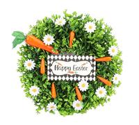 Srliya Easter Wreath Decoration Artificial Spring Wreath with White Daisy Carrots Green Leaves for Home Wall Farmhouse Holiday Party