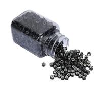 Srliya Hair Braid Beads Silicone Lined Loops Aluminum Links for Concealed Hair Extension 1000 Pieces (Black)