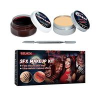 Srliya Halloween Scar Wax Kit, Safe Fake Blood Gel Set for Special Effects Makeup, Skin Friendly, , Great for Halloween, 5.5*2cm, 5*3.3cm, 12.8*0.5cm