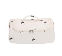 Srliya Hot Hair Tools Travel Bag, Large Capacity Portable Storage Case with Rotating Hook, for Shark Flexstyle and Dryers, Stylish Quilted Styling Organizer (Milky White with Black Bow)