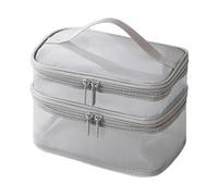 Srliya Large Capacity Double Layer Mesh Cosmetic Bag for Travel, with Sturdy Handle, Perfect for Women, PVC Material (Double Layer)