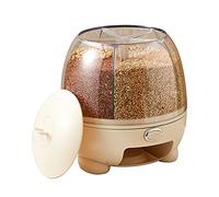 Srliya Large Capacity Rotating Rice Dispenser for Kitchen Organization Plastic Cream White 10.2x13.4in