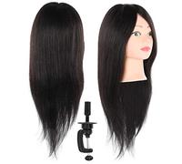 Srliya Mannequin Head for Hairdressers Training, 100% Real Hair | look, ideal for weaving, curling, styling, soft hair