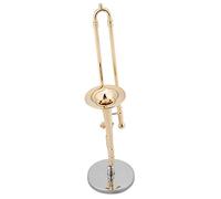 Srliya Miniature Trombone Replica Golden Plated with Stand, Instrument Model Ornaments for Kids and Musician Friends, Comes with Wooden Case