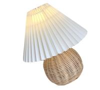 Srliya Pleated Rattan Table Lamp, Vintage Mini Lamp for Bedroom, Soft Lighting, Good Nightstand Lamp for Bedside, Living Room, Study with No Direct Beam