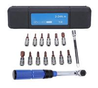 Srliya Preset Torsion Wrench Set 1/4 Inch Drive 72 Tooth Ratchet 2-24N·m Adjustable Torsion Spanner with 13 Bits