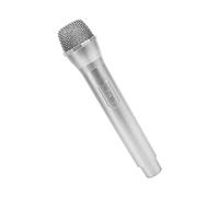 Srliya Prop Microphone Highly Simulated, Stage Photography Speeches Children Toys, Plastic, Approx. 2.5x23.5x4.9cm, Not a Real Mic, Kids Parties (Silver)