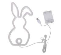 Srliya Rabbit Neon Sign Art Wall Light for Business LED Easter Bunny Neon Light for Bar Club Wedding Birthday Party Bedroom (White Orange)