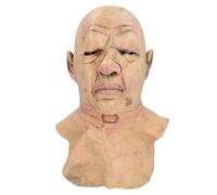 Srliya Realistic Bald Head Latex Old Man Face Dressing Up Party Prop Full Overhead Chest Latex Costume Wrinkle Face for Cosplay