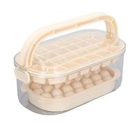 Srliya Round Square Ice Cube Trays Durable 54 Ice Cubes Maker with Lid for Outdoor Activities (Beige)