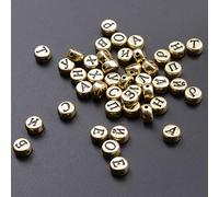 Srliya Russian Letters Beads, Durable 4x7mm Acrylic (Gold)