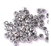 Srliya Russian Letters Beads, Durable 4x7mm Acrylic (Silver)