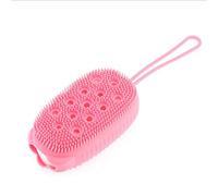 Srliya Silicone Bubbles Bath Brush, Double-Sided Design (Pink) | Soft bristles, deep cleansing, comfortable grip, 12x6.5cm size