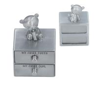 Srliya Tooth Fairy Keepsake Box Alloy Structure Soft Inner Wall Bear Decor Drawer Box for Girls Boys