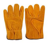 Srliya Utility Work Gloves Cowhide Leather Heat Resistant Gloves Protective Working Gloves for Driver Welder Yellow