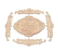 Srliya Wood Appliques Exquisite Carved Corner Onlay for Cabinet Door Decoration, Elegant European Style, Rubber Wood Material, Abundant Quantity, for Home and Hotel