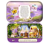 Srliya Wooden Doll House DIY Miniature Toy Kit, LED Light Decoration, Boys Girls Adults, English Instructions, Quality (Q-010 Sweet Dreams Between Flowers)