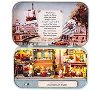 Srliya Wooden Doll House DIY Miniature Toy Kit, LED Light Decoration, Boys Girls Adults, English Instructions, Quality (Q-012 Strolling in Paris)