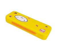 Srliya Yellow Pencil Box, Multi Layer Folding Design for Kids, Plastic Large Capacity Students Pencil Bag with Cartoon Stickers, Versatile Cosmetic Bag Jewelry Box