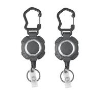 SRLWMYI 2 Pack Retractable Keychain Heavy Duty Keychain with Carabiner, 24.5 CM Steel Cord Key Holder Key Ring, Repeatedly Rebound Badge Reel Retractable Lanyard, Up to 4oz for Keys ID Cards
