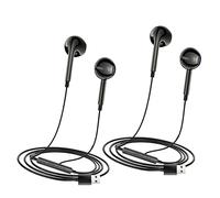 SRLWMYI 2 Pack USB Earphones for PC Laptop 2.5m Cord, USB Headset with Microphone Computer Headphones, Wired In-Ear Earbuds Type A Port, Compatible with Multiple devices
