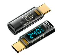SRLWMYI 240W USBC Adapter Power Meter Tester Transparent 2 Pack with Wattage LED Digital Display Usb C Tester USB C Male to Female Extension Usb Adapter for Phone Pad and Other USB-C Devices
