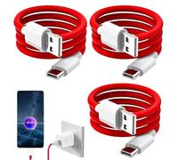 SRLWMYI 3 Pack USB C Fast Charging Cable 6.6FT, 65W Type C Charging Cord, Compatible with Select OnePlus Devices and Other USB-C Smartphones, Durable TPE Fast Charge Cable