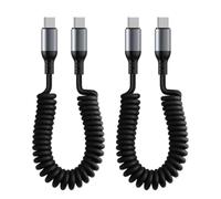 SRLWMYI Coiled USB C to USB C Cable 2 Pack 120W PD Fast Charging Spiral USB C Car Charger Cable 1m Stretchable Data Cable